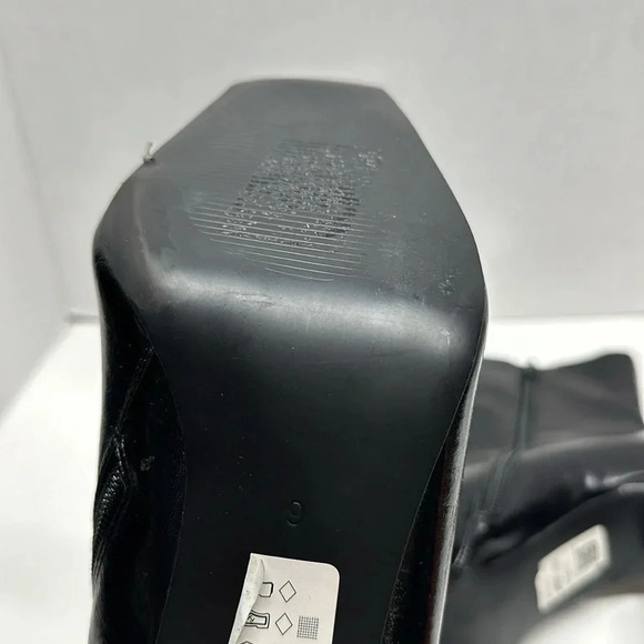Asos Boots High Heel Ankle Booties Square Toe Side Zip Up Leather Black Size 9 - Picture 10 of 11